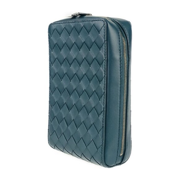 BOTTEGA VENETA Blue Leather Intrecciato Shoulder Bag - Picture 2 of 9